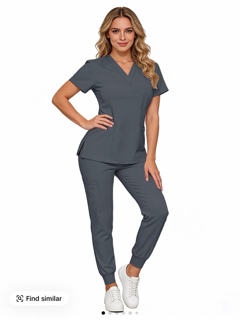 Women's V-Neck Medical Scrub Set in Slate Gray